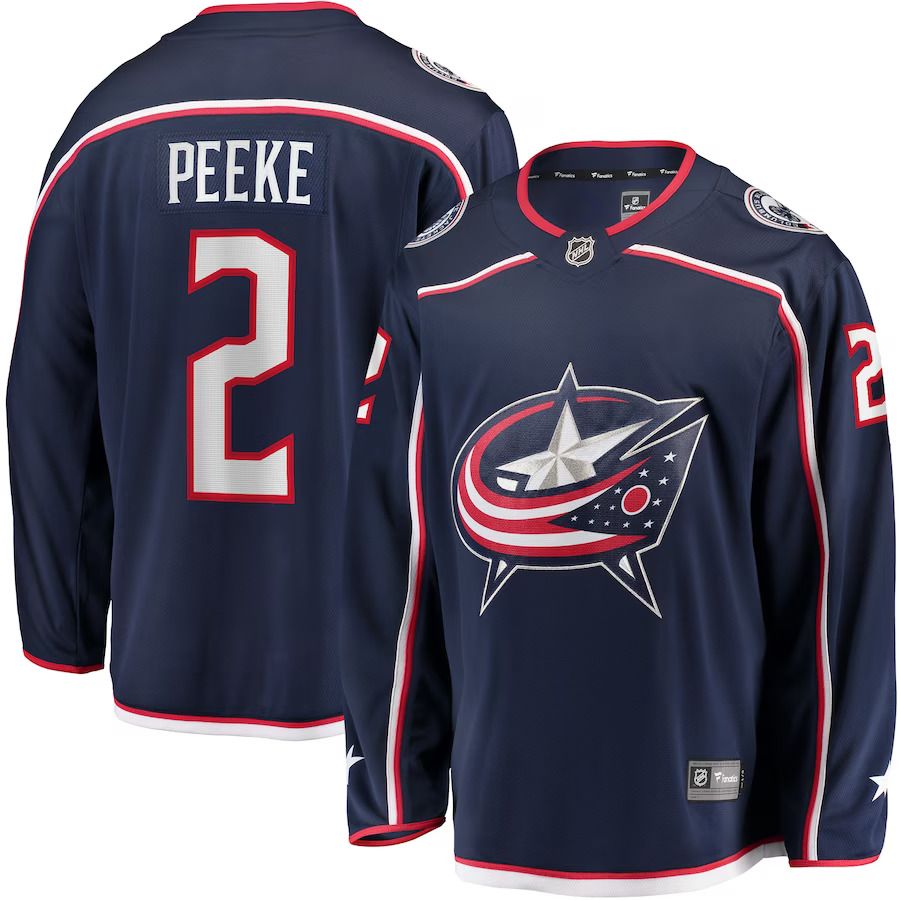 Men Columbus Blue Jackets 2 Andrew Peeke Fanatics Branded Navy Home Breakaway Player NHL Jersey